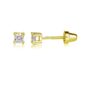 Gold stud earrings with diamond gemstones