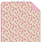Strawberry pattern blanket design with pink corner.
