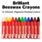 Brilliant beeswax crayons, 12 vibrant colors.