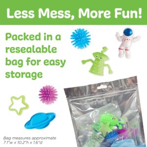 Resealable bag with toys for easy storage.