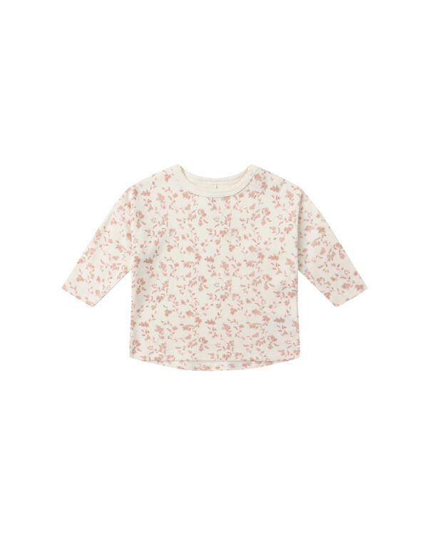 quincy mae sweat set french garden Cream floral long-sleeve baby shirt