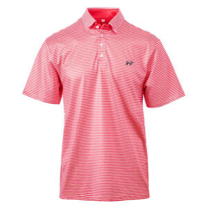 Red and white striped polo shirt