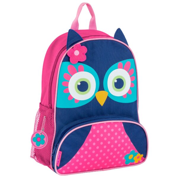 stephen joseph gifts sidekick backpacks Colorful owl-themed children's backpack with pink accents.
