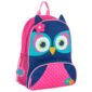 Colorful owl-themed children's backpack with pink accents.
