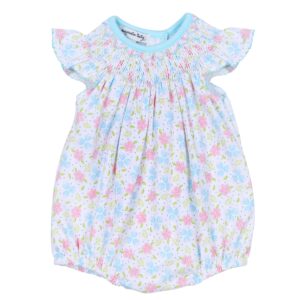 Floral pattern baby romper with ruffled sleeves