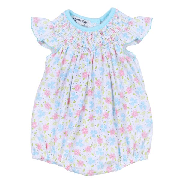 Floral pattern baby romper with ruffled sleeves