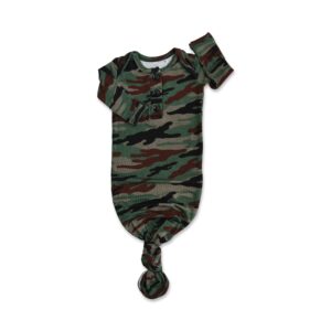 Camo baby gown with knot and buttons