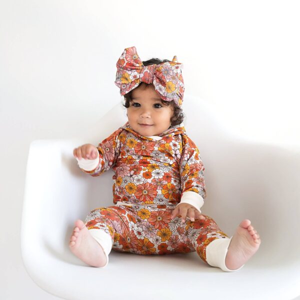 gigi and max louisa hoodie set Baby in floral outfit with matching headband