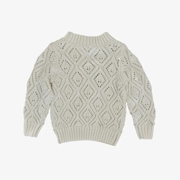 velvet fawn lauren crochet sweater cream Ivory knit sweater with diamond pattern design.