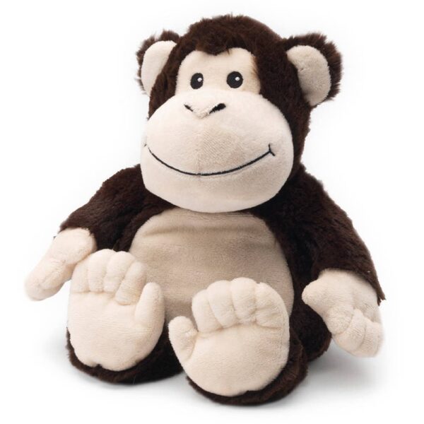 Brown plush monkey toy with smile.
