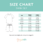 Boys swim set size chart, heights and weights.