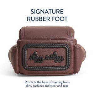 Brown bag with signature rubber foot for protection.
