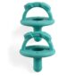 Green silicone baby pacifier with handle