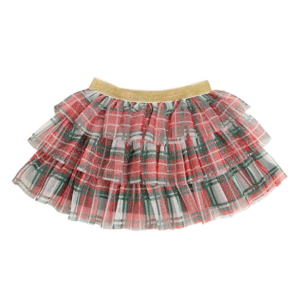sweet wink christmas plaid tutu Plaid tulle skirt with gold waistband.