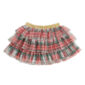 Plaid tulle skirt with gold waistband.