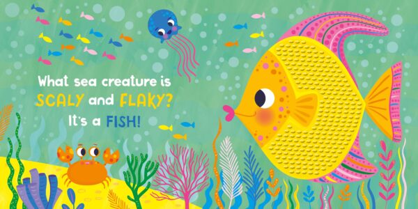 kidsbooks publishing i love the ocean (touch & feel board book) Colorful fish and underwater creatures illustration.