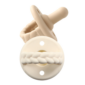 Beige braided silicone baby pacifier.