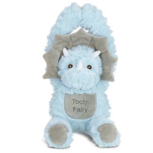 Blue dinosaur plush toy with Tooth Fairy pocket.