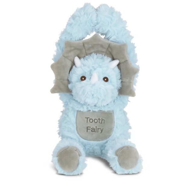 bearington collection lil' tracer plush dinosaur tooth fairy stuffed animal Blue dinosaur plush toy with Tooth Fairy pocket.