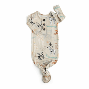 Baby gown with jungle animal print