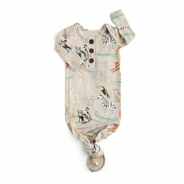 gigi and max bamboo baby gown Baby gown with jungle animal print