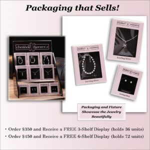 Jewelry display packaging with promotional offers.