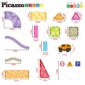 PicassoTiles building pieces with dimensions and signs.