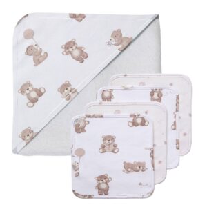 Living Textiles - 5pc Bath Gift Set - Cuddly Bear