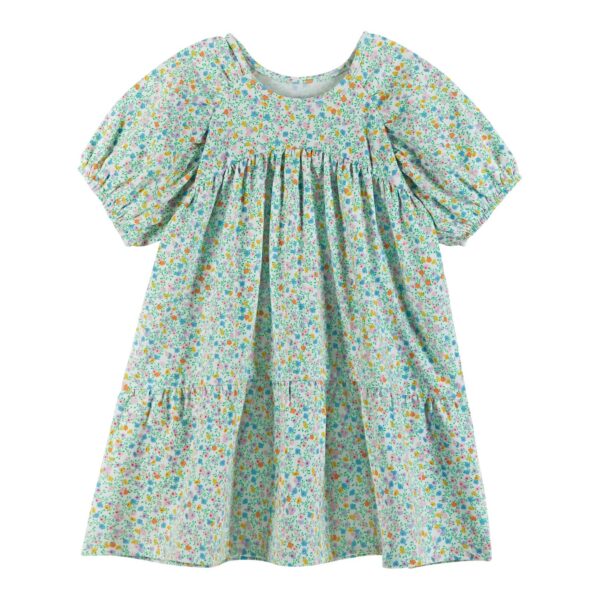 toddler girls andy & evan floral puff sleeve dress Floral print children's dress with puffed sleeves