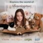 Girl reading with stuffed animals on bed.