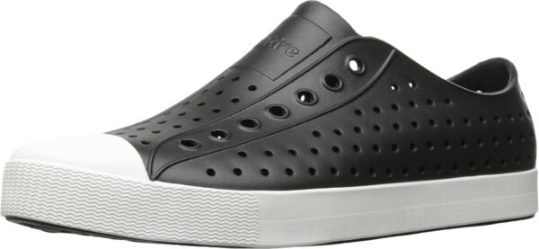 Black slip-on shoe with perforated design