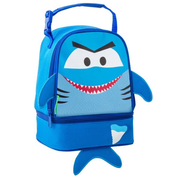 stephen joseph gifts lunch pals Blue shark-themed kids' lunchbox with zipper.