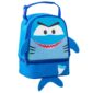 Blue shark-themed kids' lunchbox with zipper.