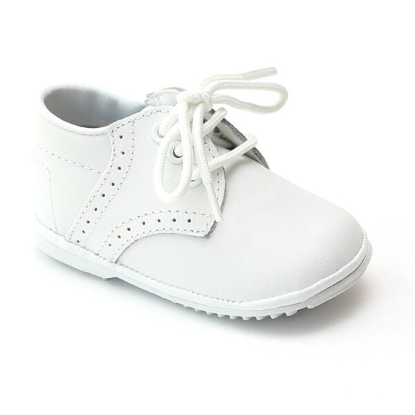 angel baby – james boy’s white leather lace up shoe