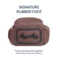 Brown bag with protective rubber base logo.