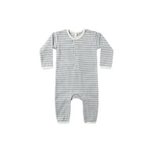 Striped baby onesie with buttons, long sleeves