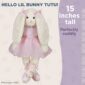 Plush bunny in pink tutu, 15 inches tall.