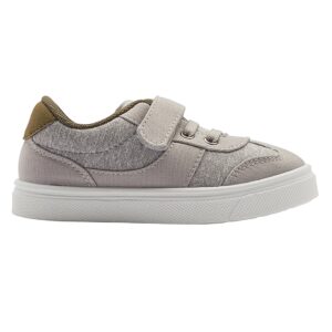 Gray children's sneaker with velcro strap.