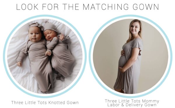 three little tots harbor mist taupe knotted gown Matching gowns for babies and pregnant mothers