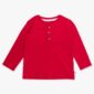 Red long-sleeve shirt with buttons for kids.