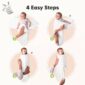 Step-by-step baby swaddling guide with four images.