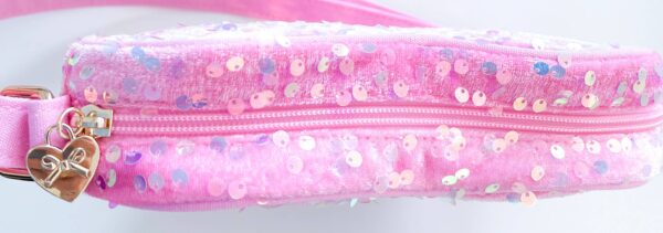 bits & bows sparkle heart purse Pink sequin bag with heart-shaped charm.