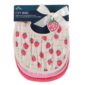 Set of strawberry-patterned baby bibs with ribbon tie.