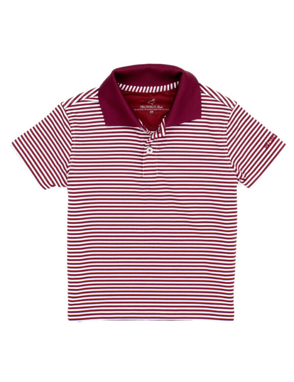 Red and white striped polo shirt