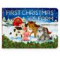 Animals on snowy farm during Christmas.