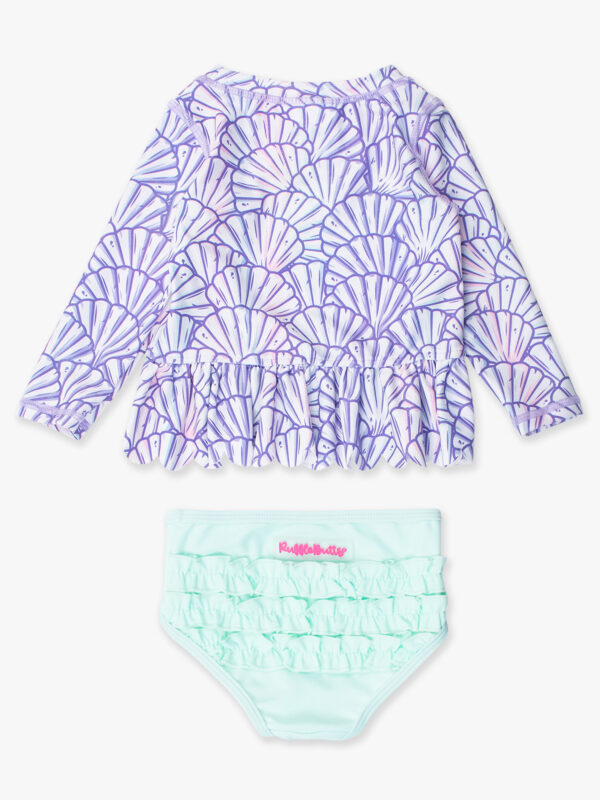 Purple seashell swim set for toddlers.