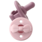Pink baby pacifier with bow design