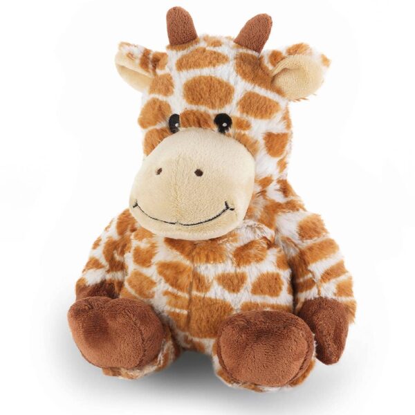 Soft plush giraffe toy with brown spots