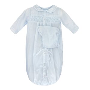 Light blue baby gown with bonnet