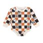 Halloween-themed baby onesie with ghosts and spiderwebs.